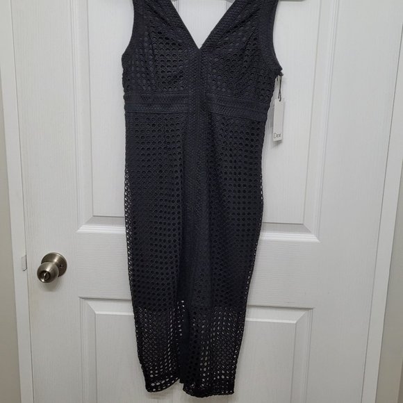 Dex Sleeveless Black Crochet Eyelet Midi Dress - Picture 5 of 14